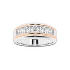 1 ctw Round Lab Grown Diamond Men's Channel Set Wedding Band 14K Two-Tone White & Rose Gold, DE, VS1