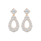 3 1/2 ctw Round Lab Grown Diamond Graduated Shared Prong Drop Earrings 14K Rose Gold, DE, VS1