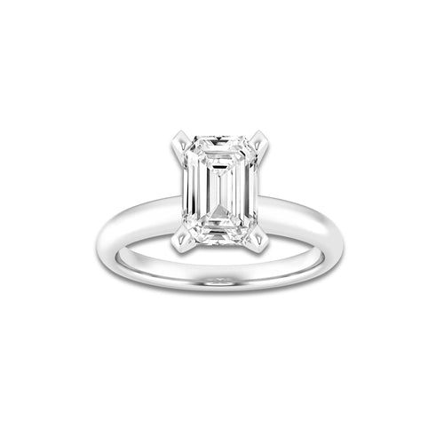 2.00 ctw Emerald Lab-Grown Diamond Minimalist Engagement Ring in 14K White Gold for Women | E Color, VS1 Clarity, IGI Certified