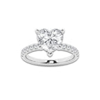 3 1/2 ctw Heart Lab Grown Diamond Hidden Halo Engagement Ring Platinum, E, VS1 | 3 ct Center