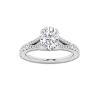 1.33 ctw Oval Lab-Grown Diamond Split Shank Side Stone Engagement Ring in 14K White Gold for Women | Colorless E, VS1 Clarity, IGI Certified 1.00 ct Center Diamond