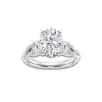 3.10 ctw Oval Lab-Grown Diamond Side Stone Engagement Ring in Platinum for Women | Colorless D, VVS1 Clarity, IGI Certified 2.50 ct Center Diamond