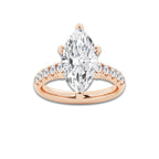 4.43 ctw Marquise Lab-Grown Diamond Pave Engagement Ring in 14K Rose Gold for Women | D Color, VVS1 Clarity, IGI Certified 4.00 ct Center Diamond