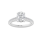 1.39 ctw Oval Lab-Grown Diamond Pave Engagement Ring in 14K White Gold for Women | E Color, VS1 Clarity, IGI Certified 1.00 ct Center Diamond
