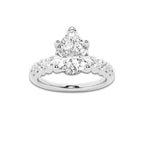 2.54 ctw Pear Lab-Grown Diamond Side Stone Engagement Ring in 14K White Gold for Women | Colorless E, VS1 Clarity, IGI Certified 2.00 Ct Center Diamond