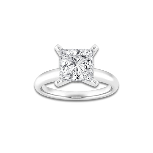 2.00 ctw Princess Lab-Grown Diamond Minimalist Engagement Ring in Platinum for Women | D Color, VVS1 Clarity, IGI Certified