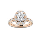 Verve 3 3/8 ctw Oval Lab Grown Diamond with Princess Cut Halo Engagement Ring 14K Rose Gold, D, VVS | IGI Certified, 2 ct Center