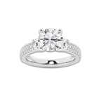 3.50 ctw Round Lab-Grown Diamond Three Stone Double Row Engagement Ring in Platinum for Women | D Color, VVS1 Clarity, IGI Certified 2.50 ct Center Diamond