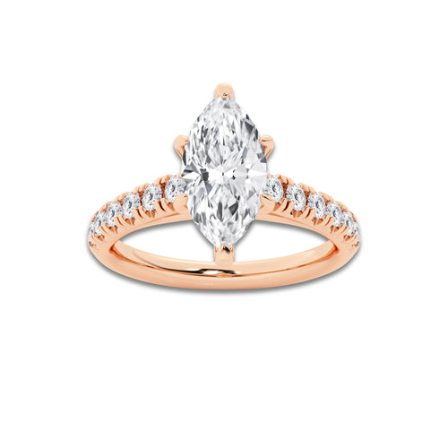 1.91 ctw Marquise Lab-Grown Diamond Pave Engagement Ring in 14K Rose Gold for Women | E Color, VS1 Clarity, IGI Certified 1.50 ct Center Diamond
