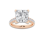 8.55 ctw Princess Lab-Grown Diamond Pave Engagement Ring in 14K Rose Gold for Women | D Color, VVS1 Clarity, IGI Certified 8.00 ct Center Diamond