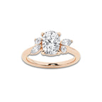 Anthem 2 2/5 ctw Elongated Cushion Lab Grown Diamond Round and Marquise Floral Side Stone Engagement Ring 14K Rose Gold, D, VVS | IGI Certified, 2 ct Center
