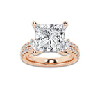 8.96 ctw Princess Lab-Grown Diamond Three Stone Double Row Engagement Ring in 14K Rose Gold for Women | E Color, VS1 Clarity, IGI Certified 8.00 ct Center Diamond