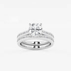 Synergy 2 3/4 ctw Round Lab Grown Diamond Baguette and Princess Side Stone Bridal Set Platinum, E, VS1 | IGI Certified, 2 ct Center