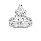 9.22 ctw Pear Lab-Grown Diamond Double Row Diamond Engagement Ring in Platinum for Women | Colorless E, VS1 Clarity, IGI Certified 8.00 ct Center Diamond