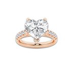 5.43 ctw Heart Lab-Grown Diamond Pave Engagement Ring in 14K Rose Gold for Women | D Color, VVS1 Clarity, IGI Certified 5.00 ct Center Diamond