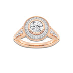 1 3/4 ctw Round Lab Grown Diamond Vintage Inspired Old Mine Cut Engagement Ring 14K Rose Gold, EF, VS2 | 1 ct Center