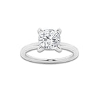 1 5/8 ctw Cushion Lab Grown Diamond Pave Prong Solitaire Engagement Ring with Hidden Accents Platinum, E, VS1 | 1 1/2 ct Center