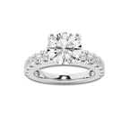 4.00 ctw Round Lab-Grown Diamond Split-Prong Set Side Stone Engagement Ring in Platinum for Women | Colorless D, VVS1 Clarity, IGI Certified 3.00 ct Center Diamond