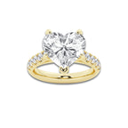 6.55 ctw Heart Lab-Grown Diamond Pave Engagement Ring in 14K Yellow Gold for Women | D Color, VVS1 Clarity, IGI Certified 6.00 ct Center Diamond