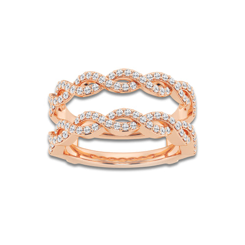 June 1/2 ctw Round Lab Grown Diamond Braided Ring Enhancer 14K Rose Gold, DE, VS1