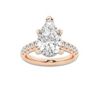 4.43 ctw Pear Lab-Grown Diamond Pave Engagement Ring in 14K Rose Gold for Women | D Color, VVS1 Clarity, IGI Certified 4.00 ct Center Diamond
