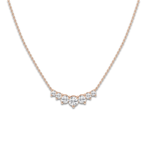 1 1/2 ctw Round Lab Grown Diamond Seven Stone Demi Eternity Necklace 14K Rose Gold, E, VS1 | 1/2 ct Center