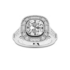 4 1/2 ctw Old Mine Cut Lab Grown Diamond Vintage Halo Engagement Ring Platinum, EF, VS2 | 4 ct Center