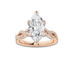 2.25 ctw Marquise Lab-Grown Diamond Twisted Shank Engagement Ring in 14K Rose Gold for Women | D Color, VVS1 Clarity, IGI Certified 2.00 ct Center Diamond