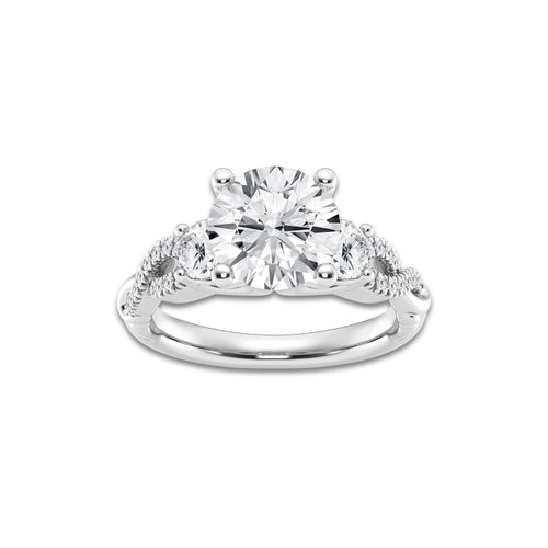 3.10 ctw Round Lab-Grown Diamond Side Stone Engagement Ring in Platinum for Women | Colorless D, VVS1 Clarity, IGI Certified 2.50 ct Center Diamond