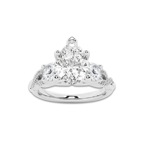 1.48 ctw Pear Lab-Grown Diamond Side Stone Engagement Ring in Platinum for Women | Colorless D, VVS1 Clarity, IGI Certified 1.00 ct Center Diamond