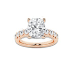 4.66 ctw Elongated Cushion Lab-Grown Diamond Side Stone Engagement Ring in 14K Rose Gold for Women | Colorless D, VVS1 Clarity, IGI Certified 4.00 Ct Center Diamond