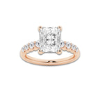3.54 ctw Radiant Lab-Grown Diamond Side Stone Engagement Ring in 14K Rose Gold for Women | Colorless D, VVS1 Clarity, IGI Certified 3.00 Ct Center Diamond