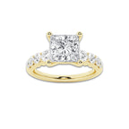 2.04 ctw Princess Lab-Grown Diamond Side Stone Engagement Ring in 14K Yellow Gold for Women | Colorless E, VS1 Clarity, IGI Certified 1.50 Ct Center Diamond