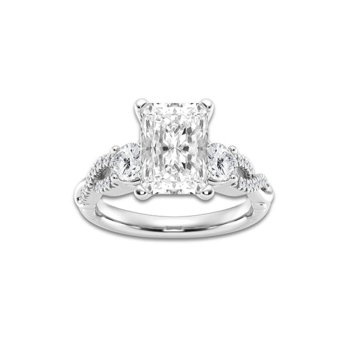 6.61 ctw Radiant Lab-Grown Diamond Side Stone Engagement Ring in 14K White Gold for Women | Colorless D, VVS1 Clarity, IGI Certified 6.00 ct Center Diamond