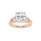 7.61 ctw Round Lab-Grown Diamond Side Stone Engagement Ring in 14K Rose Gold for Women | Colorless E, VS1 Clarity, IGI Certified 7.00 ct Center Diamond