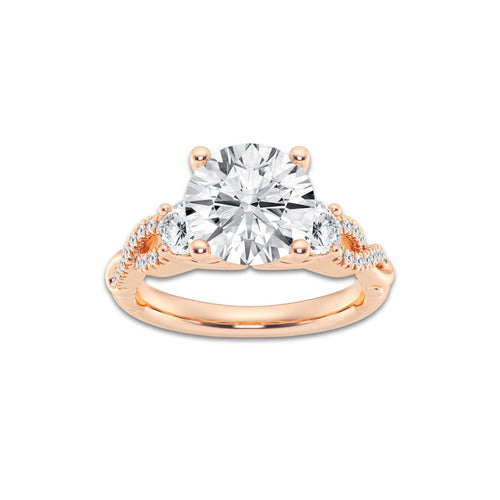 7.61 ctw Round Lab-Grown Diamond Side Stone Engagement Ring in 14K Rose Gold for Women | Colorless E, VS1 Clarity, IGI Certified 7.00 ct Center Diamond