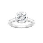 2 ctw Cushion Lab Grown Diamond Bezel Set Solitaire Engagement Ring Platinum, E, VS1 | 2 ct Center