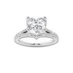 2.33 ctw Heart Lab-Grown Diamond Split Shank Side Stone Engagement Ring in Platinum for Women | Colorless E, VS1 Clarity, IGI Certified 2.00 ct Center Diamond