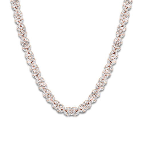 13 1/3 ctw Emerald Lab Grown Diamond Alternating Tennis Necklace 14K Rose Gold, DE, VS1