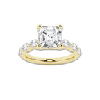 3.48 ctw Asscher Lab-Grown Diamond Marquise Side Stone Engagement Ring in 14K Yellow Gold for Women | Colorless D, VVS1 Clarity, IGI Certified 3.00 ct Center Diamond