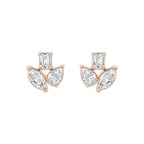 1 2/3 ctw Mosaic Three Stone Fan Earrings 14K Rose Gold, DE, VS1