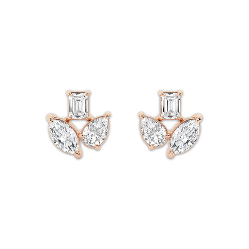 1 2/3 ctw Mosaic Three Stone Fan Earrings 14K Rose Gold, DE, VS1