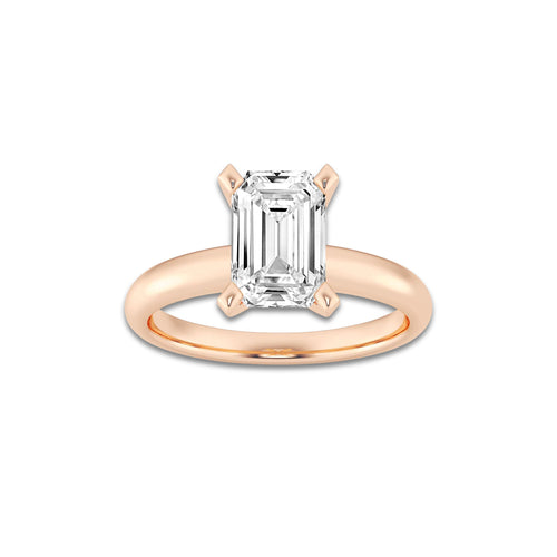 2.00 ctw Emerald Lab-Grown Diamond Minimalist Engagement Ring in 14K Rose Gold for Women | E Color, VS1 Clarity, IGI Certified