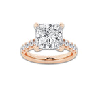 6.55 ctw Princess Lab-Grown Diamond Pave Engagement Ring in 14K Rose Gold for Women | D Color, VVS1 Clarity, IGI Certified 6.00 ct Center Diamond