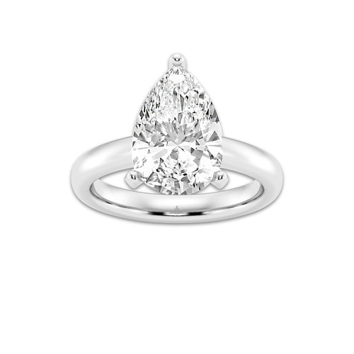4.00 ctw Pear Lab-Grown Diamond Minimalist Engagement Ring in Platinum for Women | D Color, VVS1 Clarity, IGI Certified