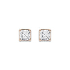 1 1/2 ctw Asscher Lab Grown Diamond Solitaire Stud Earrings 14K Rose Gold, E, VS1