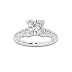 1.91 ctw Princess Lab-Grown Diamond Pave Engagement Ring in Platinum for Women | D Color, VVS1 Clarity, IGI Certified 1.50 ct Center Diamond