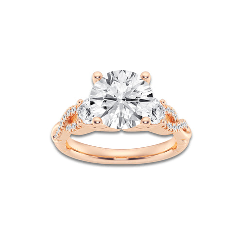 7.61 ctw Round Lab-Grown Diamond Side Stone Engagement Ring in 14K Rose Gold for Women | Colorless D, VVS1 Clarity, IGI Certified 7.00 ct Center Diamond