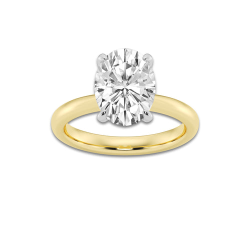3.00 ctw Oval Lab-Grown Diamond Solitaire Engagement Ring in 14K White Gold And Yellow Gold for Women | Colorless D, VVS1 Clarity, IGI Certified