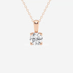 1 ctw Round Lab Grown Diamond Twisted Floral Solitaire Pendant with Adjustable Chain 14K Rose Gold, E, VS1 | 1 ct Center